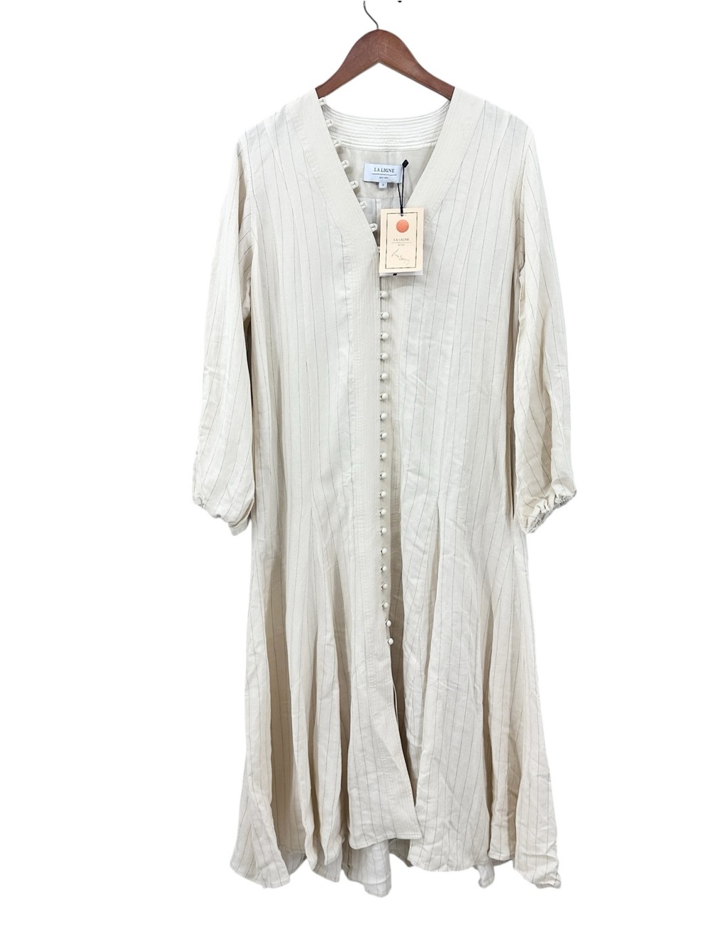 LA LIGNE Penelope Dress Ribbed Button-Front Cream